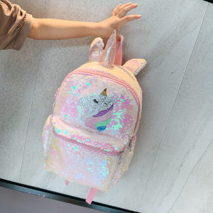 Ba Lô Trẻ Em Lấp Lánh Công Suất Lớn Kỳ Lân Dễ Thương Bé Gái Hoạt Hình Túi Đi Học Công Chúa Cầu Vồng Túi Đeo Vai Kép Cho Bé Gái S