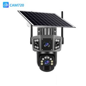 V380 Pro Solar CCTV Camera 3 Lens PTZ 4MP+4MP WiFi /4G Hotspot IP66 Waterproof Wireless Security Camera