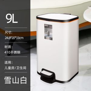 Large Size Stainless Steel Foot Pedal Trash Can for Living Room Kitchen Bedroom Toilet Paper Basket Bathroom Household Waste Bin