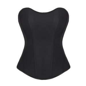 Womens Black Strapless Corset Top Padded Boned Bustier Waist Cincher for Slimming