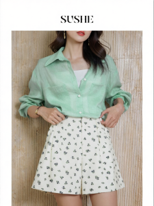 SUSHE | Floral Shiny French Style A-Line Shorts