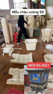 Khuôn đúc chậu cảnh Vuông 55 Chân Liền Dùng làm chậu hoa cây cảnh xi măng Chất liệu nhựa ABS cao cấp