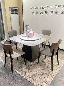 Accessible Luxury Modern Stone Plate Multi-Functional Retractable Square Designer Dining Table and Chair Fancy Small Apartment Foldable Dining Table