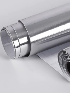 Glossy Silver Contact Paper Moisture Resistance Anti Mold Removable Cabinet Liner