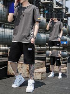 ROMON | Lomond Mens Pure Cotton Sportswear Summer New Casual Ice Silk Short Sleeve T-shirt Youth Trendy Handsome Summer Outfit