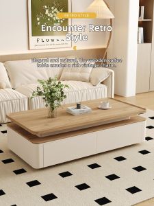 YIYOU | French Creamy Style Living Room Coffee Table with Storage