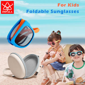 IMPALA 2025 เด็กแบบแฟชั่นแว่นตากันแดดพับเก็บได้กรอบที่มีสีสัน100% ป้องกันรังสียูวีการป้องกันการสะท้อนสำหรับเด็กอายุ3-10ปีเด็กหญิงเด็กชายแว่นตาแบบสปอร์ต QT1019Y