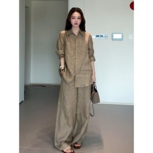 SHANGSHA | Elegant Classic Style Summer Womens Shirt Set