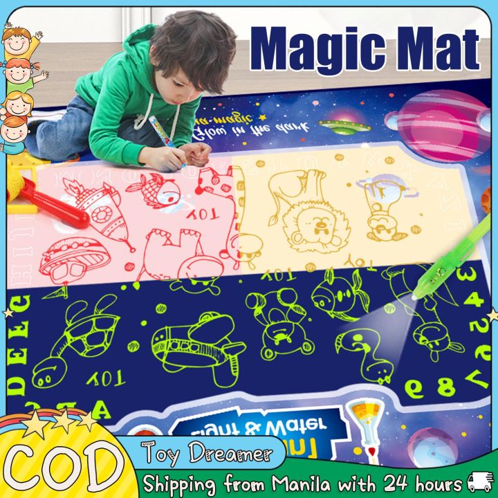 Magic Water Drawing Mat Reusable Doodle Mat Luminous Writing Painting Mats Board with 6 Magic Pens Learning Toy Big Size Educational Toys for Kids