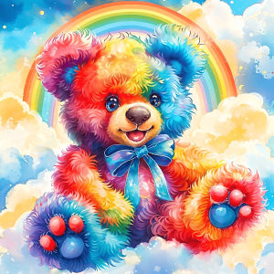 Huacan New Arrivals 2026 Diamond Painting Rainbow Plush Teddy Bear Diamond Mosaic Cartoon Animal Complete Kit Craft kit