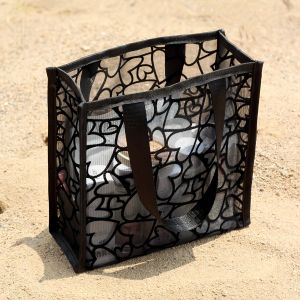 Túi Tote Lưới Đen Lớn Hình Trái Tim Kiểu Dáng Mở Chất Liệu Nylon Có Hai Quai Xách Bên Trong Rộng Rãi Thích Hợp Cho Du Lịch Đi Bơi Mua Sắm