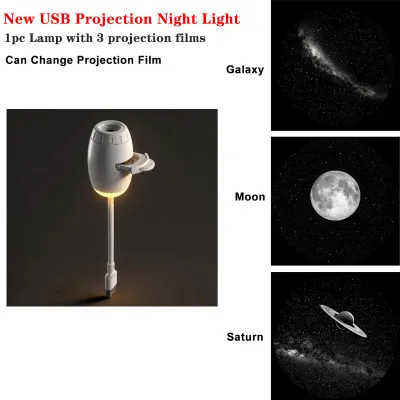 Romantic LED Starry Sky Night Light USB Powered Saturn Galaxy Projector Lamp for Car Roof Party Room Ceiling Decor Plug and Play