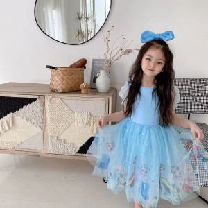 Congme Kids Clothes Dress Fashion Girl Elsa Dress Puffy Gauze Skirt For Girls Princess F rozen Dress Birthday Party Derss