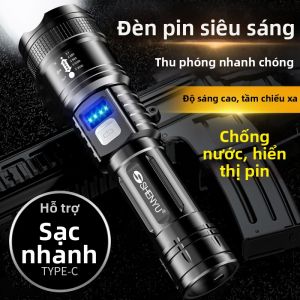 SHENYU | Đèn Pin LED Siêu Sáng Khoảng Cách Dài Mini Đa Năng Có Thể Sạc Lại