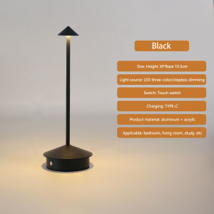Rechargeable Table LED Lamp Touch Sensor Night Desk Lamp for Restaurant Hotel Bar Bedroom 3 Color Temperatures Stepless Dimming