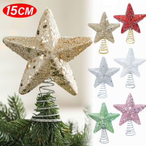 YESPERY 15ซม. แวววาวต้นคริสต์มาสดาวรุ่งน้ำหนักเบาส่องแสงเป็นประกายระยิบระยับตกแต่งคริสต์มาสงานเลี้ยงคริสต์มาสปีใหม่
