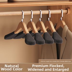 FAJIENUO | Broad-shoulder Velvet Covered Wooden Hanger