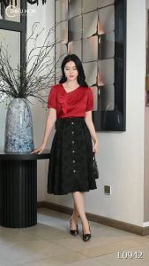 Áo thiết kế sang trọng chất liệu lụa gân vân gỗ AN4L0942 Thời trang Thiều Hoa