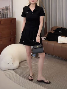 Shalldoer | Cool And Stylish Polo Neck Short Sleeve Two-Piece Set Summer New Arrival Womens Half-length Skirt Ensemble Fashionable Casual Wear