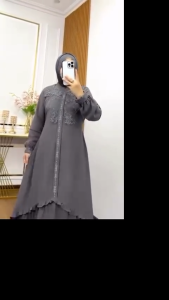 COD Laluna Dress Ceruty Babydoll Brokat Dress Wanita Terbaru Kekinian Gamis untuk Kondangan Viral