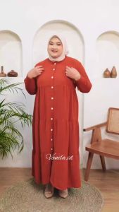 GAMIS JUMBO XXL XXXL XXXXL LD 130cm LD 140cm BUSUI BIGSIZE GAMIS CRINKLE AIRFLOW FULL KANCING TERBARU VIRAL KEKINIAN