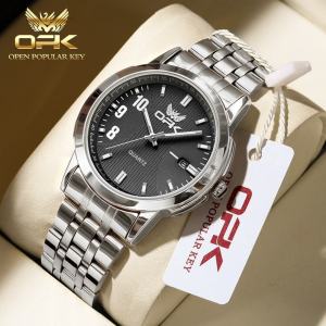 OPK Jam Tangan Pria Dewasa 2025 Otomatis Anti Air Elegan Bercahaya Kalender Tali Jam Baja Tahan Karat Jam Tangan Laki Laki Free Box