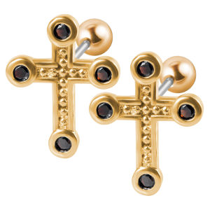 2PCS Helix Piercing Cross Stud Earring Labret Crystal Zircon Cartilage Tragus Surgical Steel Golden Piercing Jewelry 20G Women