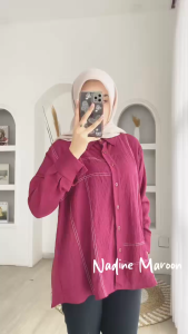 NADINE SHIRT - FLOTTILICIOUS / Baju Atasan Kemeja Wanita List Polos Termurah Fashion Korean Cantik Style