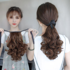 【Fast delivery】35CM Short Wavy Curly Synthetic Claw Ponytail Clip in Hair Extension Natural Black Brown Blonde Wigs For Women-时尚假发