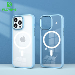 FLOVEME Magnetic Transparent Phone Case For iPhone 14 13 12 Pro Max Metal Lens Frame Clear TPU Shockproof Back Cover For iPhone 14 13 12 11