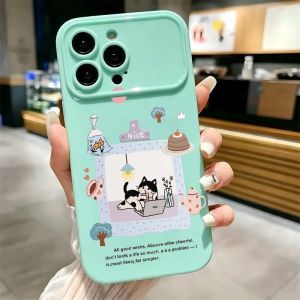 Cute Working Cat Print Phone Case For iPhone 17 16 15 14 13 12 11 Pro Max Plus Shockproof Soft TPU Cover