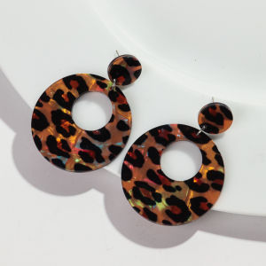 Vintage อะคริลิคเสือดาวพิมพ์วงกลมเรขาคณิต Big Chunky ต่างหูผู้หญิงบุคลิกภาพ Hoop ต่างหู 2025 เครื่องประดับ