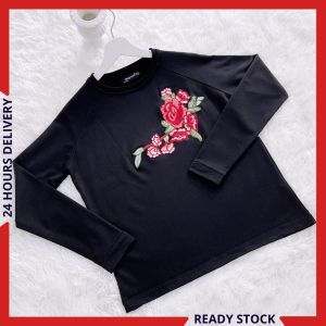 Raglan Sleeve Embroidered Sweater Top CFBOUTIQUE