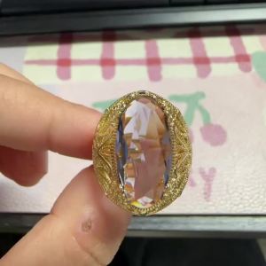 Huitan Antique Style Women Gold Color Ring Engraved Design Elegant Party Wedding Luxury Accessories Jewelry Inlaid Purple CZ