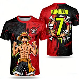 Bandai | 2026 New Arrival One Piece Special Edition Mens Soccer T-shirt Ronaldo # 7 Soccer Shirt T-shirt Kids Luffy 3D Printed T-shirt