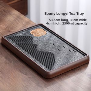 New 2025 Small Size Simulated King Stone Office Tea Table Drainage Tea Tray Rectangular Shape Chinese Style Tea Tray for Home Use