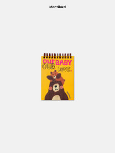 Montilord A6 Thickened Flip-Up Coil Notebook Smooth Writing Bear Pattern Feeding Plan Personal Record Practical Pocket Size