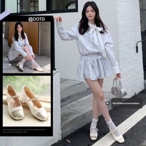 Josiny | Coarse Heel Mary Jane French Style High Heel Pumps