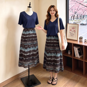 AIYITI | Vintage Floral Printed A-line Skirt High Waist Versatile Large Size French Style