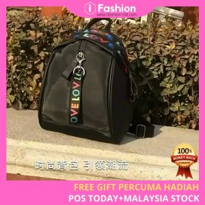 iFASHION 1111 Women Ladies Fashion Simple School Nylon Backpack Bag Wanita Beg Sekolah Murah Galas Tangan bahu Hitam
