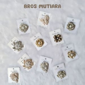 Bros Hijab Hiasan Berlian & Mutiara Cantik Mewah Peniti Lucu Motif Daun & Bunga