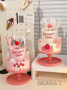 Cute Creative Rotating Pen Holder Princess Style Desktop Multi-Function Storage Box for Students Children Girls Office