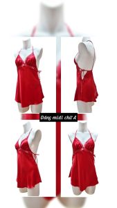 Váy ngủ lụa WANNABE đầm ngủ midi dáng chữ A cutout lưng phối nơ quyến rũ đến từng chi tiết DN101