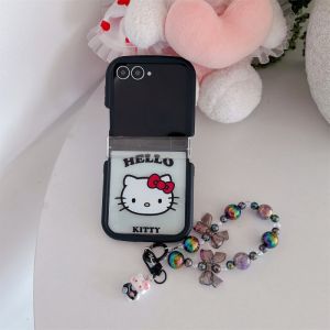 Sanrio | Ốp Điện Thoại Hello Kitty Cho Samsung Galaxy Z Flip 7/6/5/4/3 Avatar Ngồi Và Đứng Dễ Thương Chống Sốc Có Dây Buộc - Chống Trầy Xước Chống Bụi