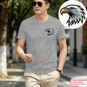 Black round Neck T-Shirt for men Vintage Eagle Chest Print 100% Cotton Casual Tee PBD26007