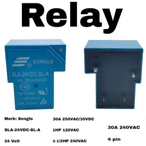 Relay Songle Kodok DC 24V 4 Pin SLA-24VDC-SL-A 24 Volt 4p Power Riley PCB