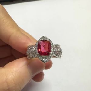 Huitan Gentle Bow Ring for Women Wedding Engagement Trendy Accessories Silver Color Inlaid Red CZ Aesthetic Lady Jewelry Gift