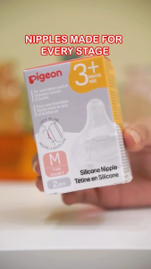 Pigeon Official - New and Improved Wide Neck PP Nipple for Wide Neck Bottle Medium Flow (M) for 3+ Months Babies Anti Colic No Nipple Confusion AVS System Latch On Line BPA Free Ultra Soft Flexible Nipples Japan No. 1 Brand