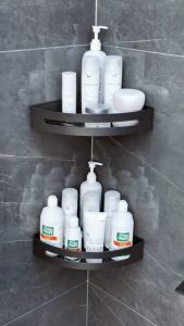 KỆ GÓC BẰNG NHÔM MẠ CARBON 5 LỚP KHÔNG GỈCÓ SẴN VÍT KHOAN SIÊU CHẮC MÀU XÁM TKHuyHoàng