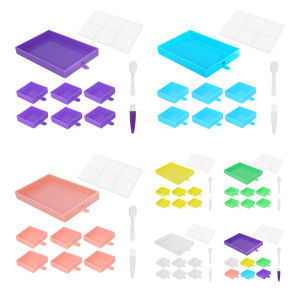 【Nóng】tấm dung tích kim cương giả gel silica dung lượng lớn phụ kiện bức tranh Kim Cương khay kim cương giả hình vuông đa năng có nắp đậy dụng cụ lớn tự làm